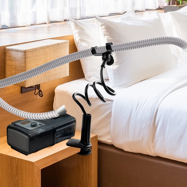 ZHIAMZ CPAP Hose Holder Hanger, CPAP Hose Holder for Cpap Tube, 360 Degree Adjustable Headboard Tube Clip, Universal Sleeping Accessory for Preventing Tube Leakage and Tangle