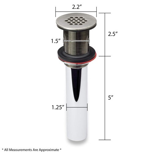 Decor Star PU-005 1 1/2" Bathroom Faucet Vessel Vanity Sink Grid Drain Stopper Strainer Without Overflow Brushed Nickel (Regular)