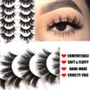 Fyonas False Eyelashes Pack 20MM Super Fluffy 6D Faux Mink Lashes Soft Long Dramatic Luxury Volume Eye Lashes 7 Pairs Pack (801-Fireworks)