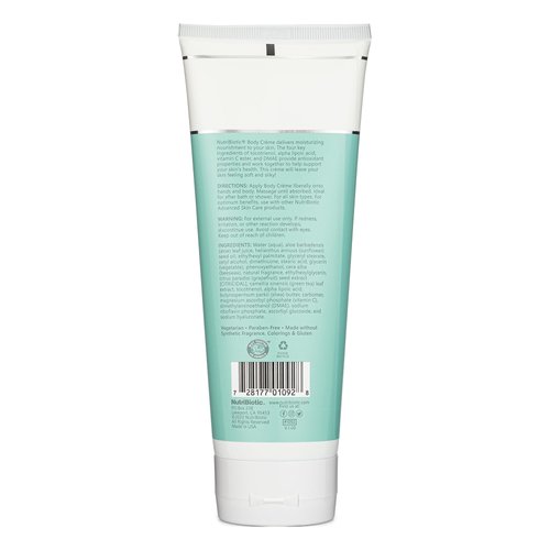 NutriBiotic – Body Crème, 8 Fl Oz | with GSE, Aloe, Tocotrienols, DMAE, Vitamin C Ester & Alpha Lipoic Acid | Nourishing for Soft & Silky Skin | Vegetarian & Paraben-Free