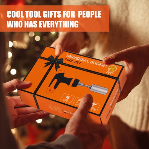 Stocking Stuffers for Adult Men Women, Super Universal Socket Tool, Christmas Gifts forDad Husband Handyman, Set of 25 with Power Drill Adapter, T-Handle Ratchet Driver & 20 Screwdriver Bits