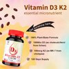 Vitamin D3 K2 Vegan Vitamin D3 10000IU + Vitamin K2(100mcg VitaMK7) from Chickpea - Supports Bone, Muscle, Immune &Teeth Health,Easy to Swallow, Vitamin D & K Complex Plant Based, Non-GMO120 Softgel