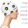 Marsolly Silicone Swim Cap for Women, Waterproof Long Hair Swimming Caps with Flower Printed