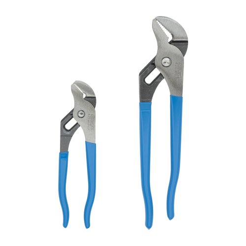 Channellock 2 Piece Tongue and Groove Pliers Set - 9.5-Inch, 6.5-Inch | Straight Jaw Groove Joint Pliers | Laser Heat-Treated 90° Teeth| Forged from High Carbon Steel | Patented Reinforcing Edge Minimizes Stress Breakage | Made in USA