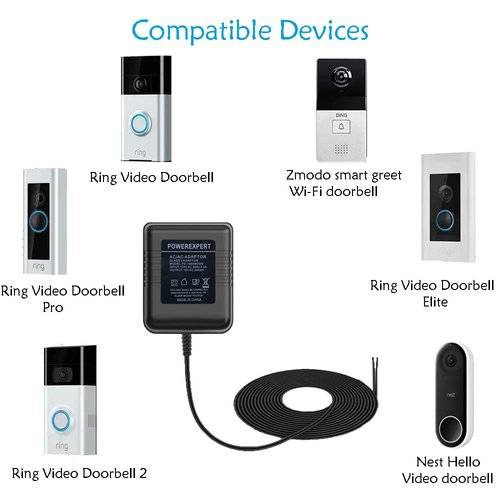18V 500mA Doorbell Adapter, Video Doorbell Power Supply Compatible with Video Doorbell/Pro, Zmodo Doorbell, Nest Hello Doorbell Transformer, HLT Doorbell, Ecobee, Sensi, Ring Video Doorbell 2 Pro