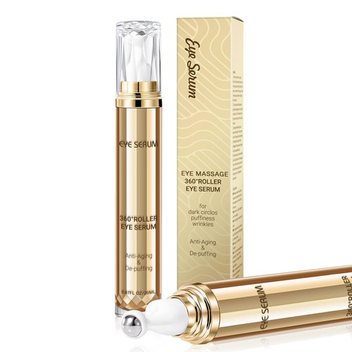 Caffeine Eye Cream, Under Eye Cream for Dark Circles and Puffiness Eye Care Eye Serum Anti Aging with 360° Massage Ball Reduce Eye Bags, Wrinkles and Fine Lines(20ML)