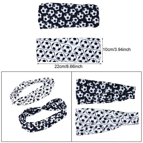 Honbay 2PCS Outdoor Sports Hairbands Hair Accessories Soccer Headband Non Slip Elastic Yoga Workout Headband Fashion Sports Ball Print Bicycle Bandanas Head Wrap for Men and Women