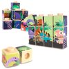 ArtCreativity Silicone Picture Puzzle Blocks for Kids, 12 Stacking Baby Blocks with Four Different Pictures Printed on The Sides, 2" Soft Toy Building Blocks for Toddlers
