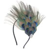 Aukmla Peacock Feather Headband Green 1920s Flapper Headpiece Rhinestones Costume Headdress Hair Accessories for Women and Girls