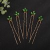 Rumtock 5pcs Green Rhinestones Gold Hair Piece for Women Girls Wedding Bridal Hair Styling Hair Pins Cute Handmade Jewelry (Emerald)