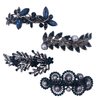 4PCS Vintage Silver French Barrettes Hair Clip Accessories Rhinestone Pearl Jewel for Women