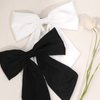 2Pcs Big Satin Hair Bows for Women Girls 10 Inch Barrette Hair Clip Long Black White Silk Ribbon bride Wedding Bows French Style Hair Accessories (Black+White)