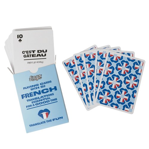 Lingo French Playing Cards | Travel Flashcards | Learn French Vocabulary in A Fun & Easy Way | 52 Essential Translations