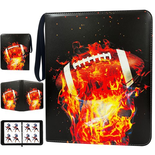 Football Card Binder with Sleeves 400 Pockets, Card Binder 4 Pockets, Collectible Football Card Albums, Trading Holder Card Binder for Sports Cards, Portable Card Binder with 50 Removable Sleeves