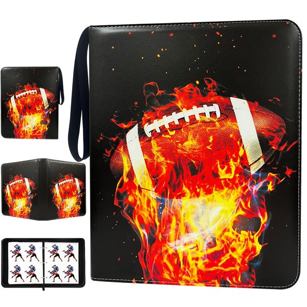 Football Card Binder with Sleeves 400 Pockets, Card Binder 4 Pockets, Collectible Football Card Albums, Trading Holder Card Binder for Sports Cards, Portable Card Binder with 50 Removable Sleeves