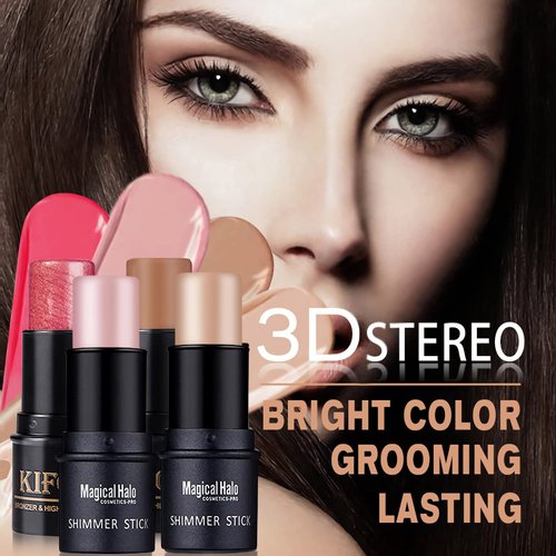 SUMEITANG 4PCS Contour Stick - Highlighter And Cream Blush Stick 4 Colors Kit - Moisturizer, Face Brightens & Shades Pencil, Facial Shaping Makeup Sticks for Older Women & Mature Skin