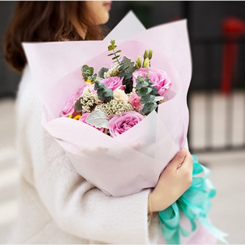 BBJ WRAPS Korean Style Flower Wrapping Paper Floral Bouquet Gift Packaging Supplies Multi Colors 20 Counts (Pink)