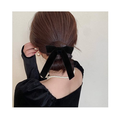Hair Bow Clips Black Velvet Bows Hair Clip Women Alligator Clips for Girls Adults Cute Bow Hair Barrette Hair Pin Accessories (2pcs)