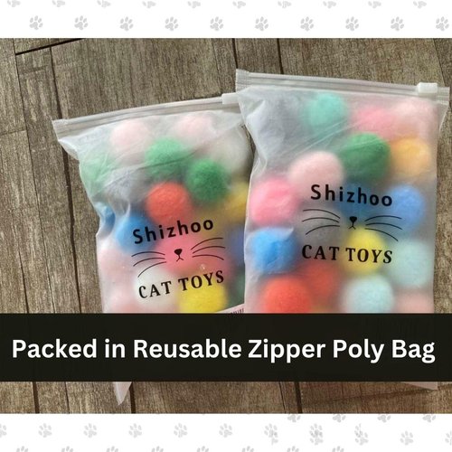 Shizhoo Premium Soft Pom Pom Balls for Kittens - Lightweight, Interactive, Assorted Colors - Plush Toy Balls for Kitten Training and Play - Pet Products for Cats (1.2 Inches 30 Balls)