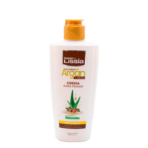 LISSIA Styling Cream Oil Argan and Sabila All Hair Types | Crema Para Peinar Aceite de Argan y Sabila Hidratante, Suaviante y Fortalece Colombia (9.8oz – 290ml), Coffee