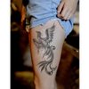 Oottati 8 Sheets Waterproof Arm Temporary Tattoo Stickers Black Flying Dragon Phoenix