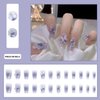 Hkanlre Press on Nails Purple Medium Fake Nails Tips Full Cover Gradient False Coffin Butterfly Nails for Women and Girls 24PCS