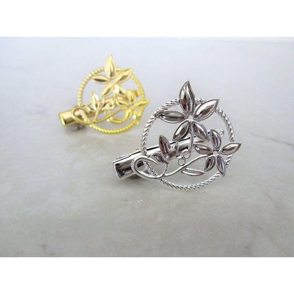 Generic Small gold or silver flower hair barrette alligator clip bridal clip bridal (Primary color: Gold)