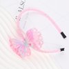Doneace Butterfly Headband for Girls Kids Toddlers Pink Sparkly Hairband Cute Glitter Hair Hoop Hair Accessories Costume Headdress for Holiday Birthday Decoration Party Supplies Gift 1PCS