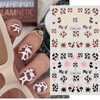 MAIOUSU STORE Nail Art Stickers, 12 Sheets Cute Milk Cartoon Water Transfer Nail Decals Nail Stickers with Assorted Patterns Milk Cow Animal Leopard Heart Design DIY Nail Art Decoration