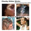 Mysense Green Body Glitter Stick, Waterproof Face Glitter Makeup, Festival Rave Pride Accessories, Hair Glitter Gel for Kids Women, Sparkling Mermaid Sequin Chunky Glitter Face Paint, 0.56oz