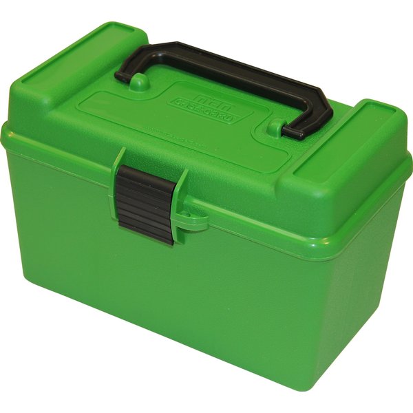 MTM H50-R-MAG Deluxe 50-Round Rifle Ammo Box 300 Win Mag 30-30 375 H&H 7mm Rem Mag, Green