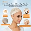 lucicass Wig Cap Wig Grip Cap for Keeping Wigs in Place Non Slip Wig Cap with Velvet Wig Grip Band Make Your Wig Be Glueless Wig Caps for Women(Nude)