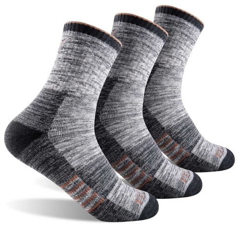 FEIDEER Men's Women's Hiking Walking Socks, Moisture Wicking Cotton Cushion Quarter Crew Socks (TJ-2-3MS20303-L)