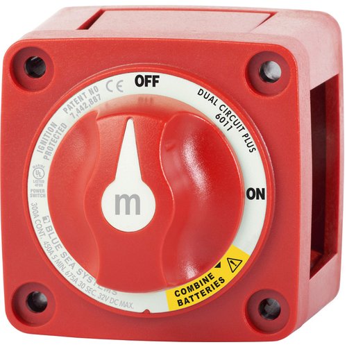 Blue Sea Systems 6011 m-Series Battery Switch Dual Circuit Plus, Red