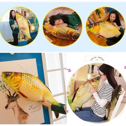 XIAOHONG Giant Soft Fish Cushion Pillow Fish Plush, 31inch Stuffed Carp Toy,Simulation Carp Plush Pillow Plush Throw Pillow, Home Ddecoration Kids Pillow Gift Stuffed Animal Toy
