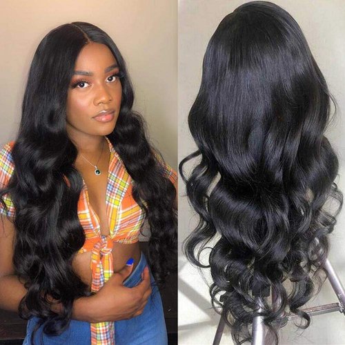 Brazilian Body Wave Lace Closure Wigs 20 inch Human Hair Wigs Brazilian Human Hair Lace Closure Wigs Natural Color Pre Plucked Hairline For Black Women 180% Density (20", body wave wig)
