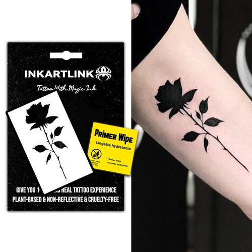 INKARTLINK semi permanent temporary tattoos, dark style, suitable for cool boys and girls, gifts for girls, waterproof and non-reflective, exquisite packaging, unique design (Dark Rose 1)