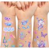 Ozepao Glitter Temporary Tattoo for Girls, 12 Sheets Mermaid Unicorn Tattoo Stickers for Kids, Waterproof Fake Tattoos for Birthday Party Favors Supplies
