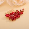 Teyglen Rhinestone Wedding Hair Comb in Red, Crystal Bridal Hair Piece, Sparkly Red Rhinestone Headpiece, Hair Accessories for Women and Girls