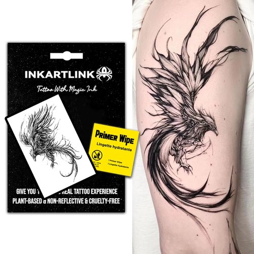 INKARTLINK Temporary Tattoos, Semi Permanent Tattoos Adult Art Designs Waterproof Temporary Tattoos Party Favors Tattoo Stickers Realistic, No Adhesive, Lasts 1-2 Weeks (Roc bird)
