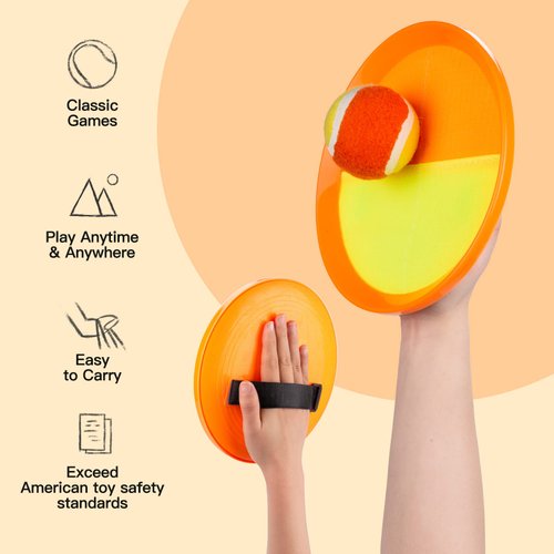 EVERICH TOY Beach Toys Outdoor Games for Kids Ages 3-10-Yard Lawn Games Ball Catch Games Paddle Toss-Upgraded Version Outside Games for Kids/Family Boys and Girls Gifts (2 Rackets, 2Balls, 1 Bag)