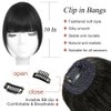 MYMYDA Clip in Bangs 100% Real Human Hair Extensions Clip on Wispy Bangs for Women Fringe with Temples Hairpieces Jet Black Color