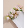 Handmade Floral Hair Comb, Beige Rose Flowers with Green Leaves