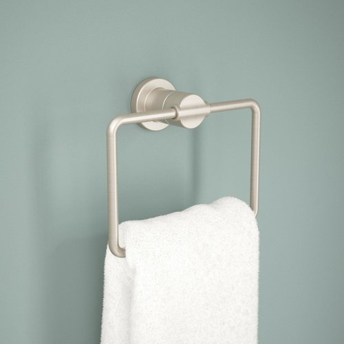 DELTA FAUCET NIC46-DN Nicoli Wall Mount Square Closed Towel Ring Bath Hardware Accessory in Brushed Nickel