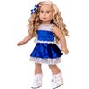 Ice Dancer - 3 Piece 18 inch Doll Ice Skating Outfit - Blue Leotard with Double Blue & Silver Ruffle Skirt, Decorative Head Flower and Ice Skates - Clothes Fits 18 inch Doll (Doll Not Included)