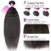 MeiYou 12A Kinky Straight Hair 3 Bundles Yaki Human Hair Weave Unprocessed Brazilian Virgin Remy Sew in Hair Extensions Natural Black (10 12 14)