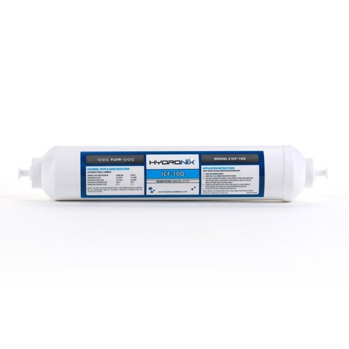 Hydronix ICF-10Q Inline Reverse Osmosis Post, Fridge & Ice Coconut GAC Water Filter 2000 Gal, 1/4" Quick Connect