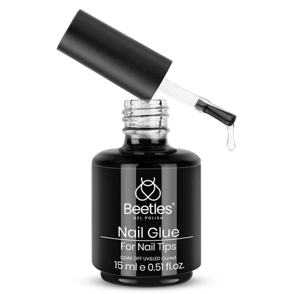 Beetles Gel Polish 9 in 1 Nail Glue with New Formula, 0.5 Fl Oz Super Strong Brush in Nail Gel Glue for False Nails Tips, Rhinestone, Base Gel, Blooming Gel, ect, UV Led Lamp Required