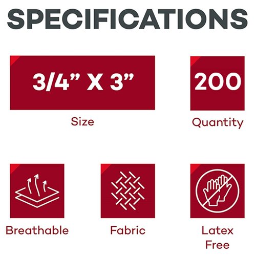 Dealmed Fabric Flexible Adhesive Bandages – 100 Count (2 Pack) Bandages with Non-Stick Pad, Latex Free, Wound Care for First Aid Kit, 3" x 3/4"