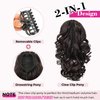 REECHO 12" Ponytail Extension, Classic Loose Curly Wavy Claw Clip Pony tails Hair Extensions Hairpieces for Women (Dark Brown with Highlights)